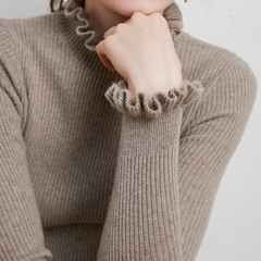 Charmaine - Turtleneck with Frill Cuffs — Brown