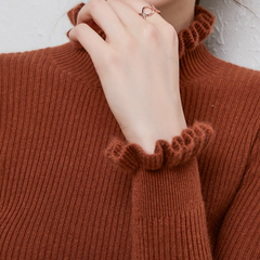Charmaine - Turtleneck with Frill Cuffs — Auburn