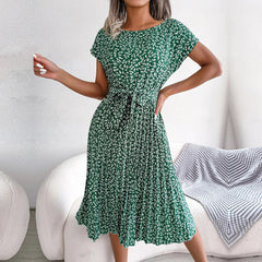 Christina - Ditsy Floral Belted Midi — Verde