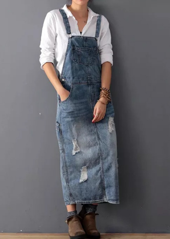 Michaela - Denim Pinafore Dress