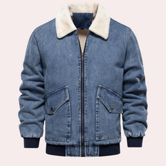 Alastair - Denim Jacket with Fur Collar — Blue