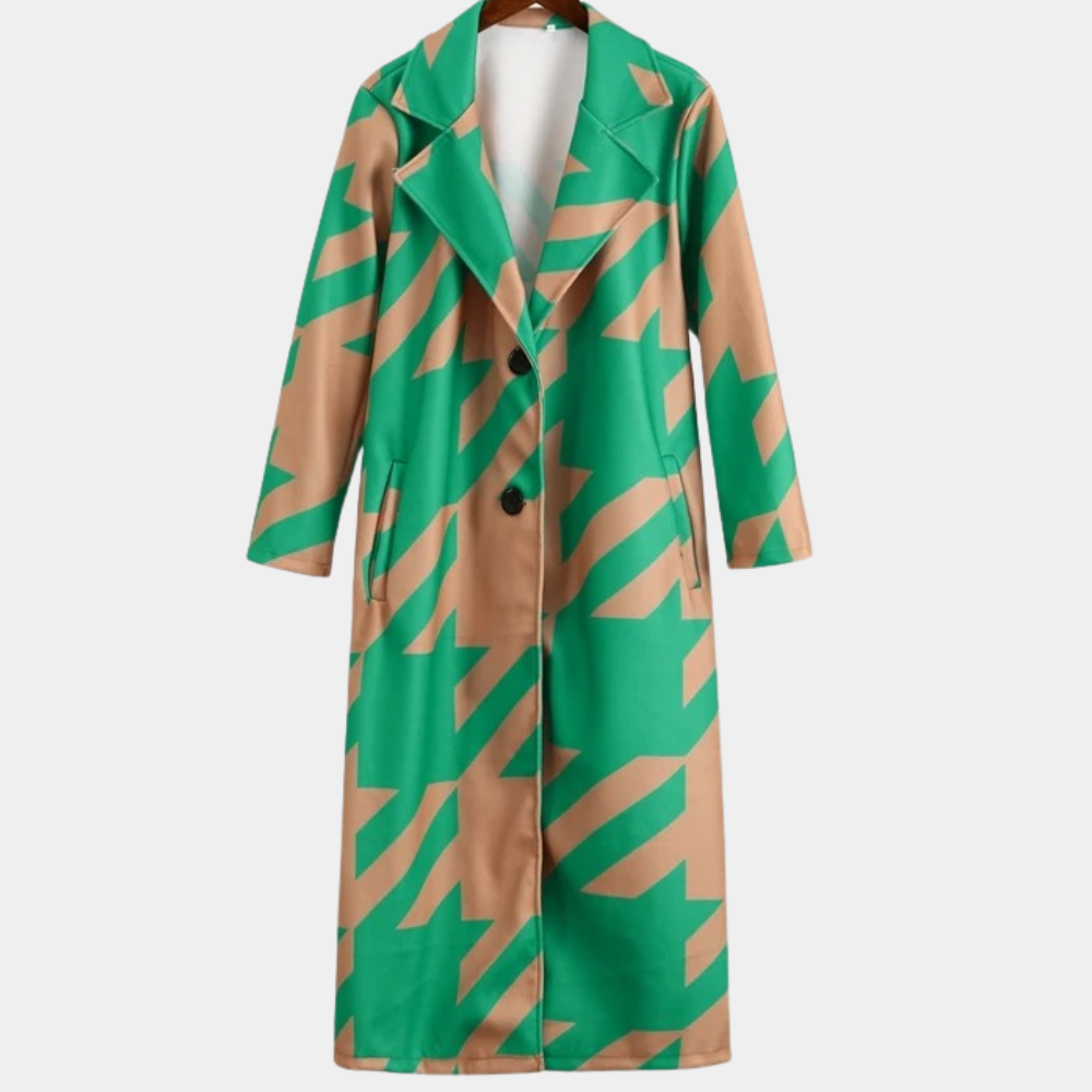 Ramona - Printed Longline Coat — Green