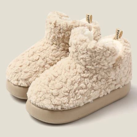Lottie - Teddy Fleece Ankle Boots — Khaki