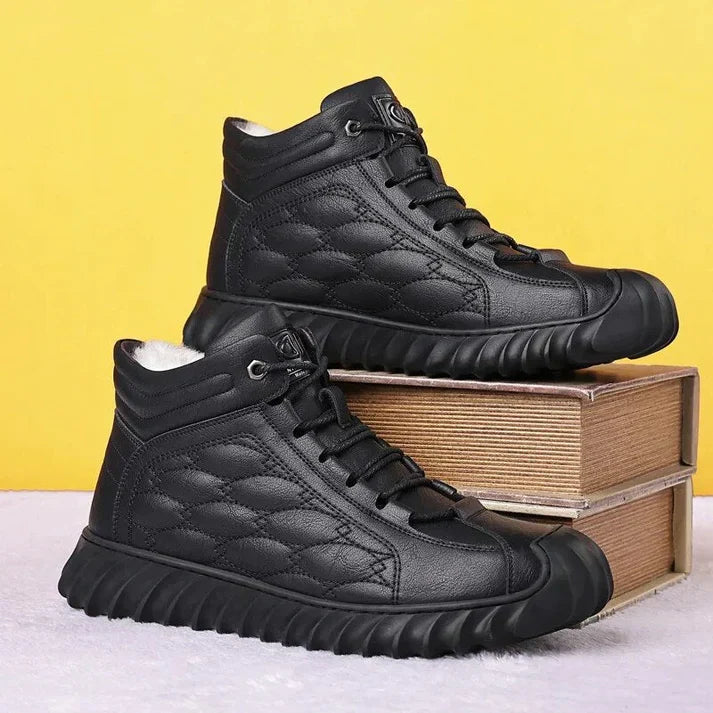Beatrice - Fur Lined Quilted Sneakers — Black