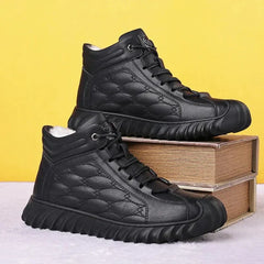 Beatrice - Fur Lined Quilted Sneakers — Black