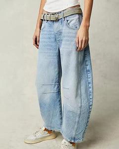 Kathleen - Barrel Leg Jeans — Blue