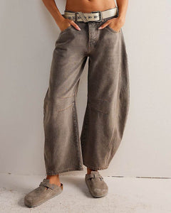 Kathleen - Barrel Leg Jeans — Grey