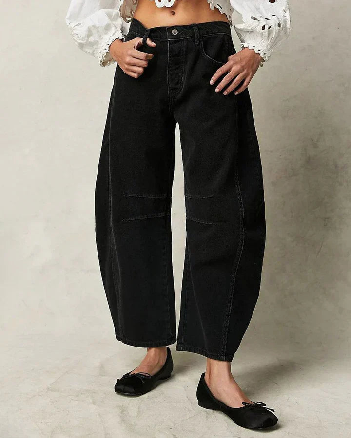 Kathleen - Barrel Leg Jeans — Black