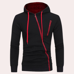 Chandler - Zip Hoodie with Contrast Cord — Black