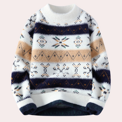 Douglas - Fair Isle Knit Jumper — Beige