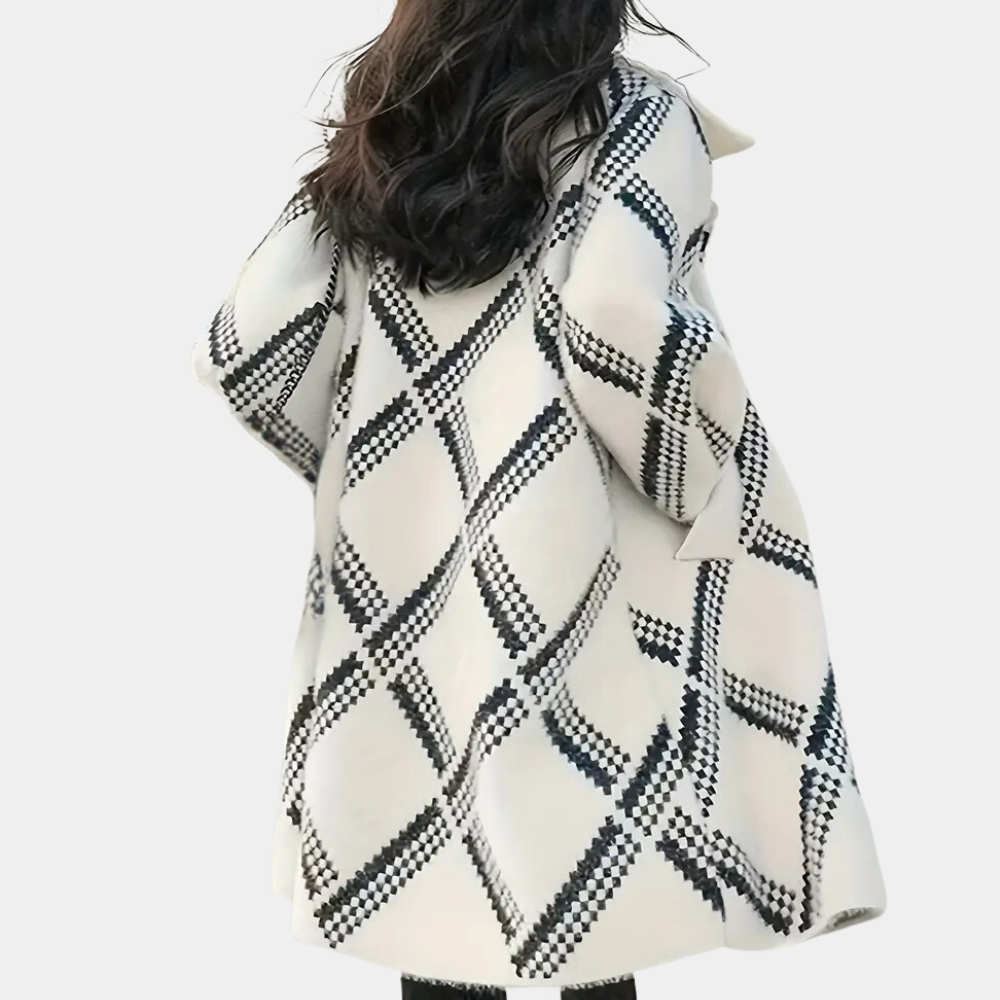 Bridget - Argyle Print Long Coat
