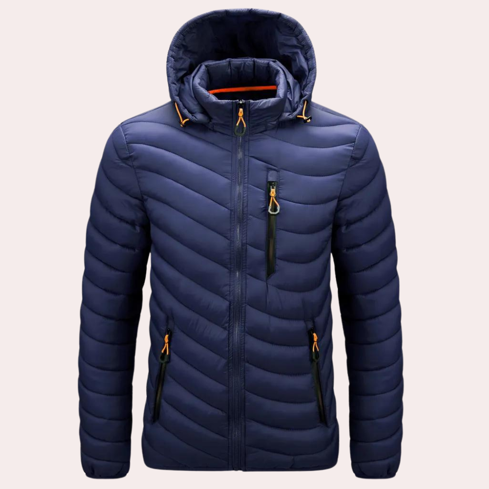 Barnaby - Hooded Lightweight Puffer — Dark blue