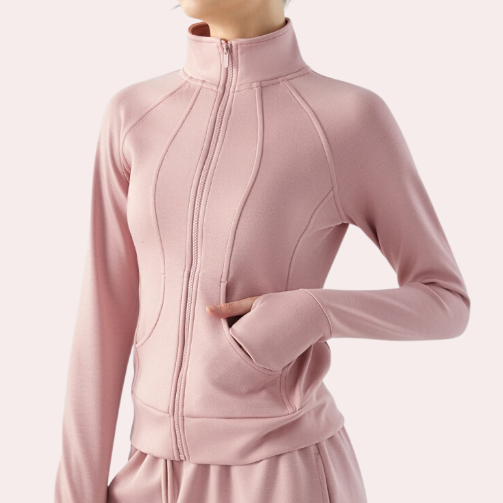 Eugenie - Zip Front Athletic Jacket — Pink