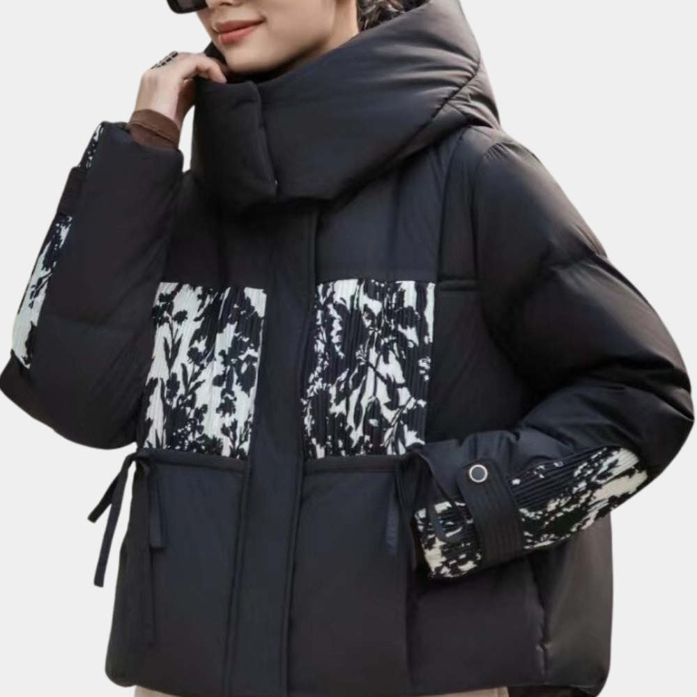 Nikita - Puffer with Fur Panel — Black