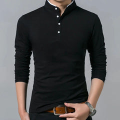 Reuben - Long Sleeve Henley Top — Black
