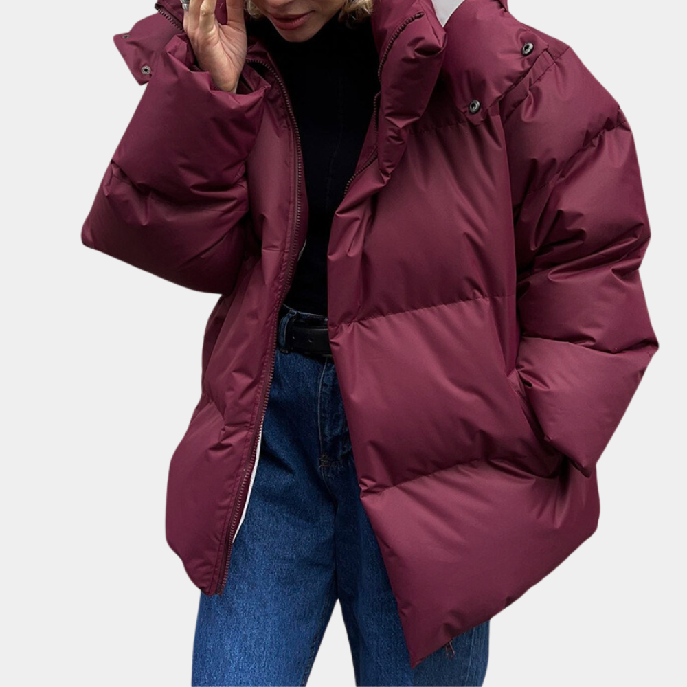 Raquel - Oversized Puffer Coat — Wine red