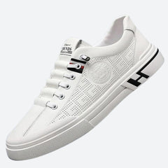 Sebastian - Perforated Leather Trainers — White