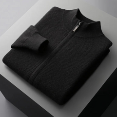 Vincent - Zip Through Knit Cardigan — Black