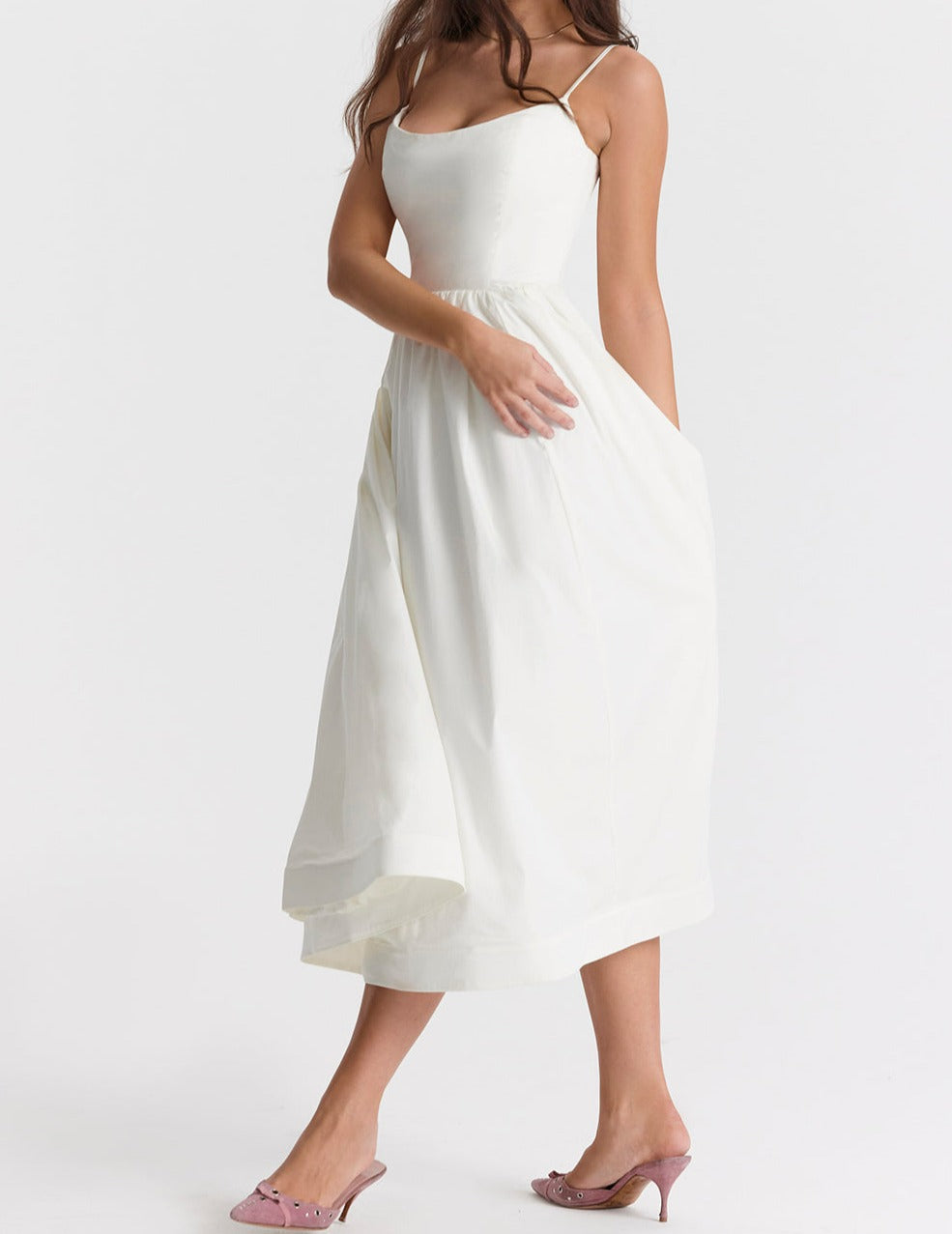 Virginia - Cami Midi Dress with Full Skirt
