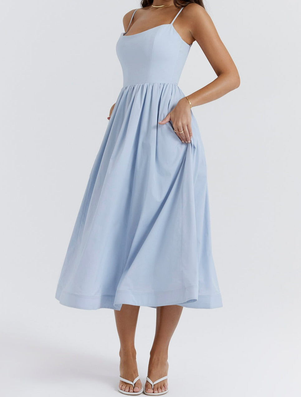 Virginia - Cami Midi Dress with Full Skirt