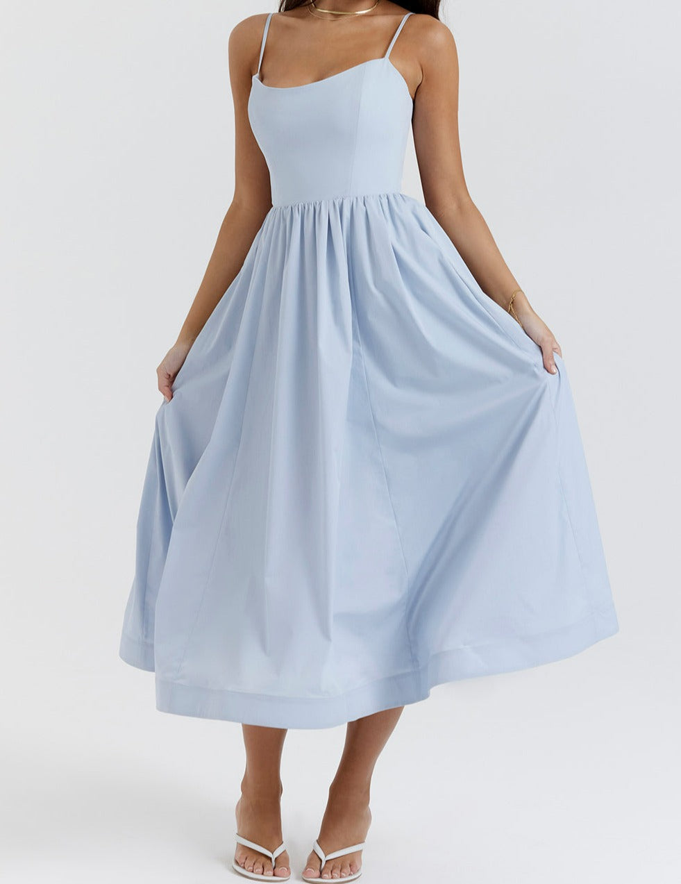 Virginia - Cami Midi Dress with Full Skirt