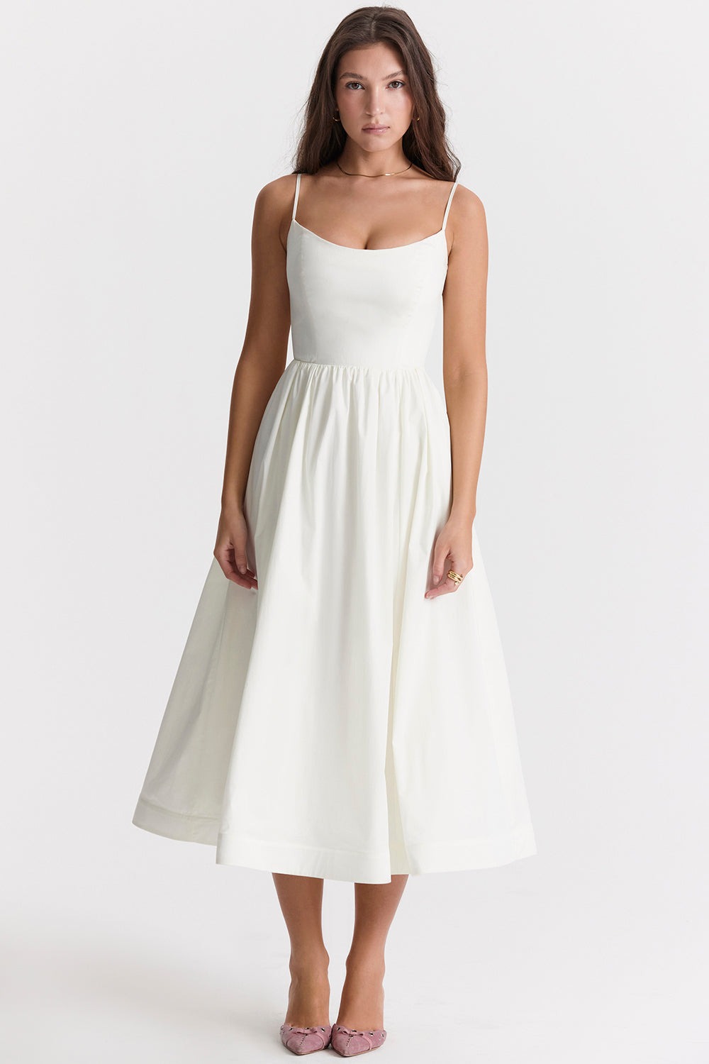 Virginia - Cami Midi Dress with Full Skirt
