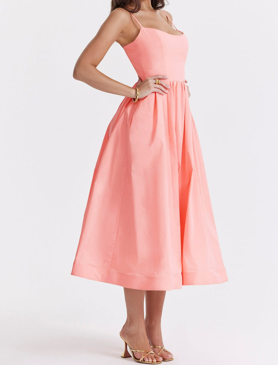 Virginia - Cami Midi Dress with Full Skirt