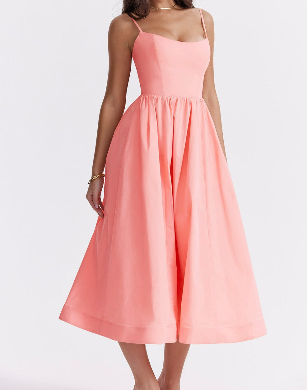 Virginia - Cami Midi Dress with Full Skirt