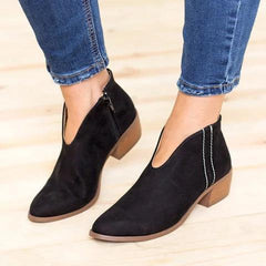 Alma - Suede Ankle Boots with Zip — Black