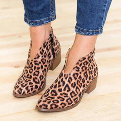 Alma - Suede Ankle Boots with Zip — Leopard