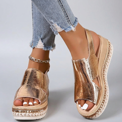 Dominique - Metallic Espadrille Slides — Gold