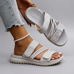 Seraphina - Twin Velcro Strap Sandals — Grey