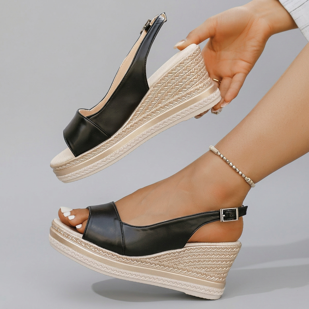 Fenella - Espadrille Platform Sandals — Black