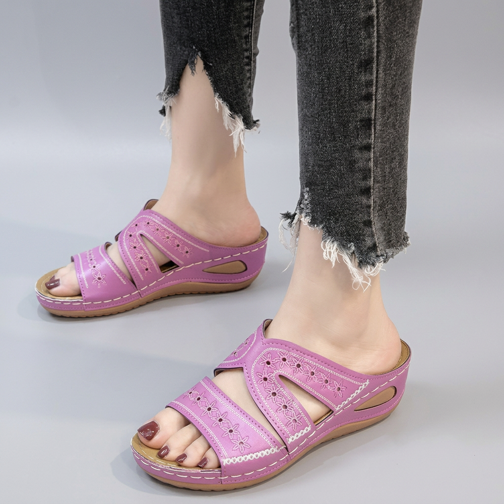 Clementine - Cross Strap Comfort Sandals — Purple