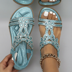 Henrietta - Crystal Embellished Sandals — Sky Blue