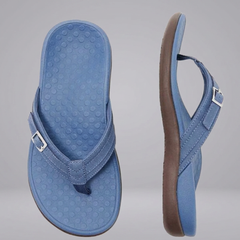 Constance - Cushioned Toe Post Sandals — Navy Blue