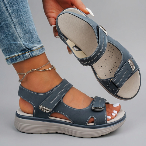Kimberley - Padded Velcro Sport Sandals — Blue
