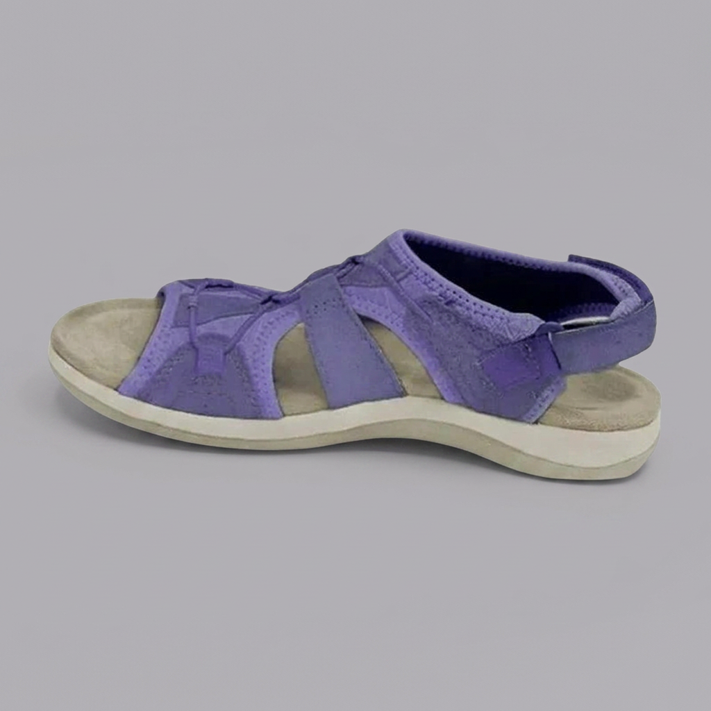Rhiannon - Denim Velcro Sandals — Lavender