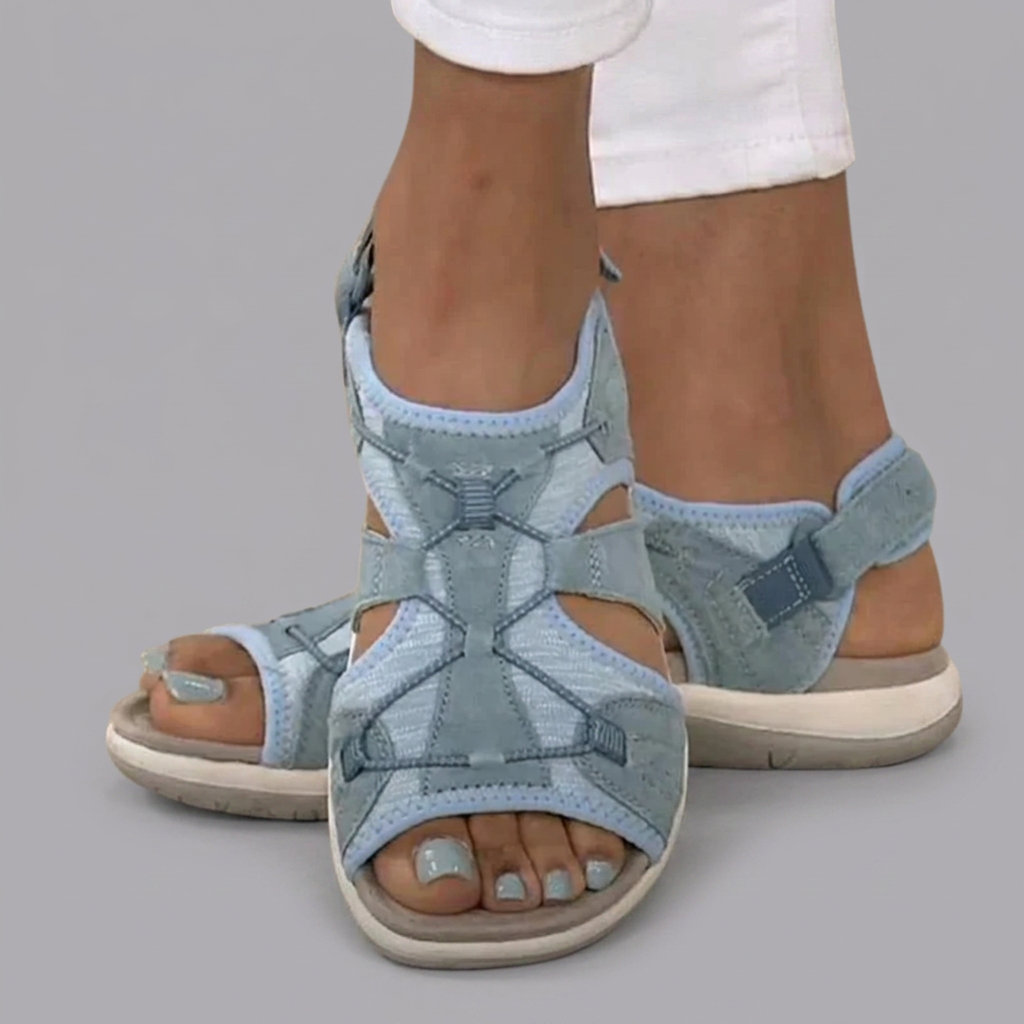 Rhiannon - Denim Velcro Sandals — Blue
