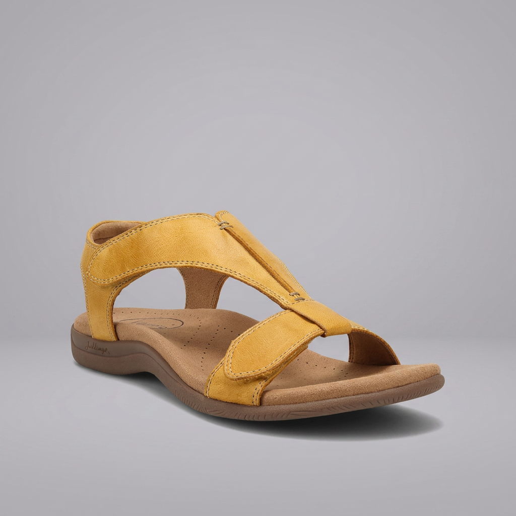 Christina - Leather Asymmetric Sandals — Yellow