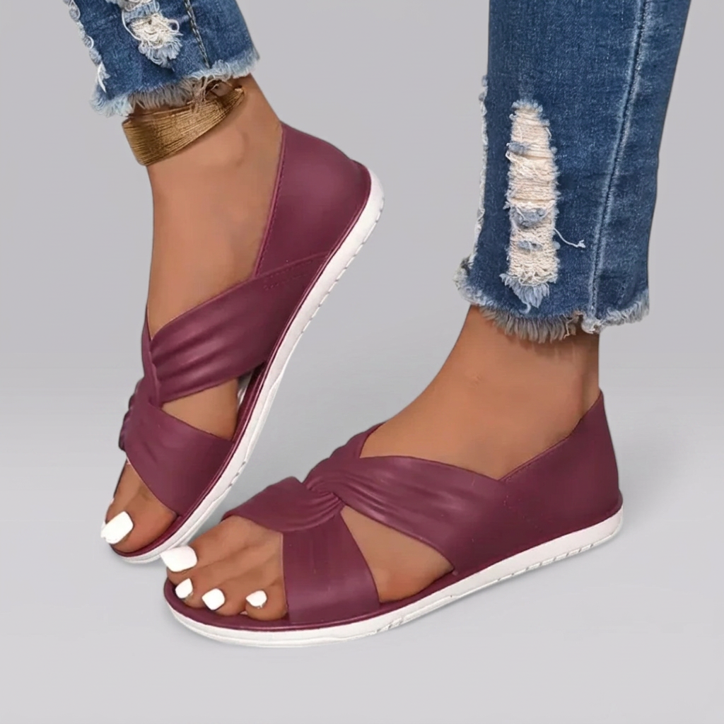 Paulette - Twist Front Sandals — Red