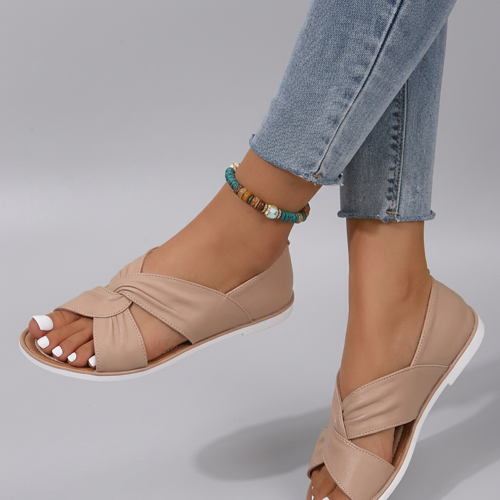 Paulette - Twist Front Sandals — Beige