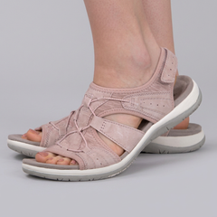 Rhiannon - Denim Velcro Sandals — Pink