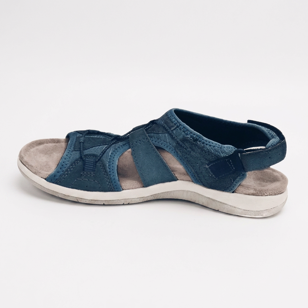 Rhiannon - Denim Velcro Sandals — Navy Blue