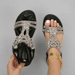 Henrietta - Crystal Embellished Sandals — Grey, Black