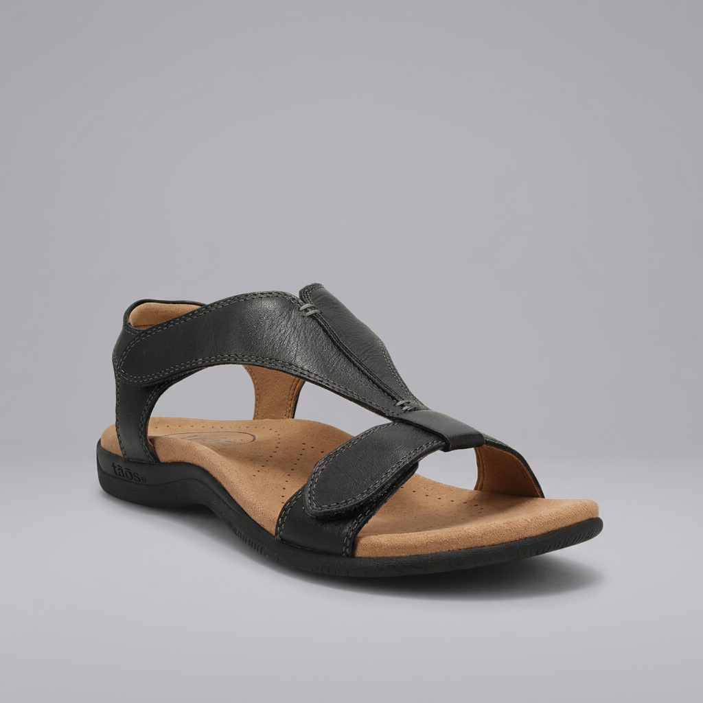 Christina - Leather Asymmetric Sandals — Black, Navy Blue