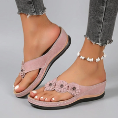 Alexandra - Flower Toe Post Sandals — Pink
