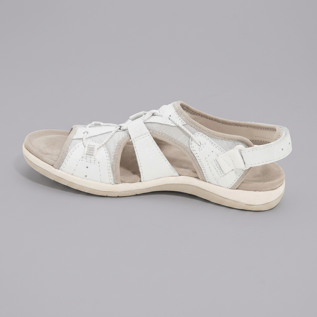 Rhiannon - Denim Velcro Sandals — White
