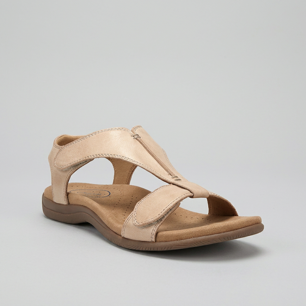 Christina - Leather Asymmetric Sandals — Beige