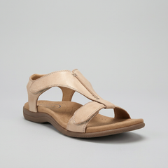 Christina - Leather Asymmetric Sandals — Beige